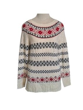 TALBOTS southwestern aztec knit sweater acrylic wool blend soft cabin comfort M
